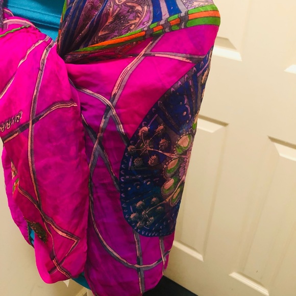 Hermes Scarf/Shawl. ‘Les Domes Celeste’. 100% Silk. Sheer. Made in France. - Picture 5 of 16